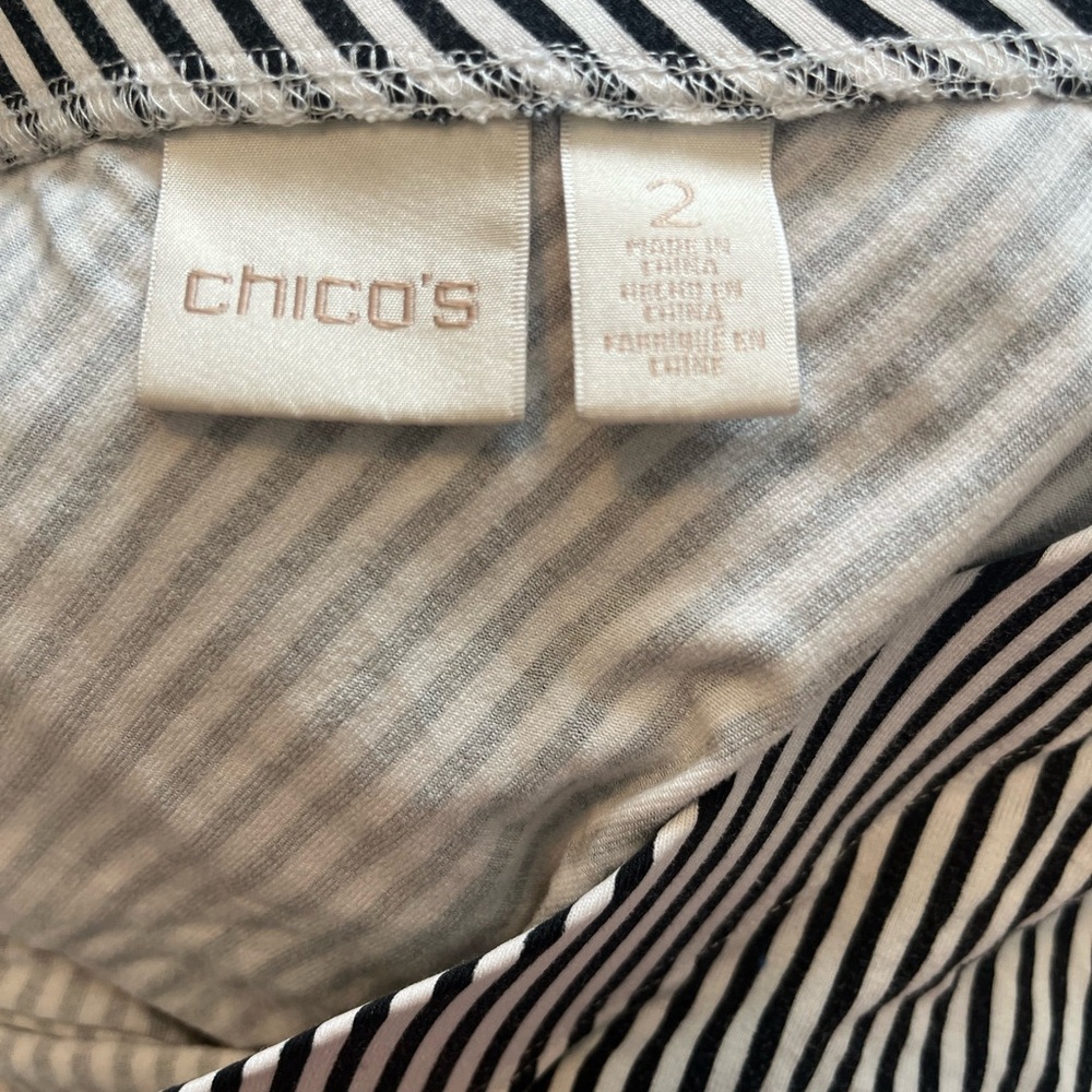 Chico's Women’s Striped Asymmetrical Black and White‎ Maxi Skirt Size 2 Large - Picture 3 of 5